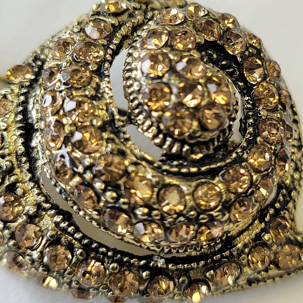 Brown Rhinestone Snail Brooch Pin - Picture 2 of 8